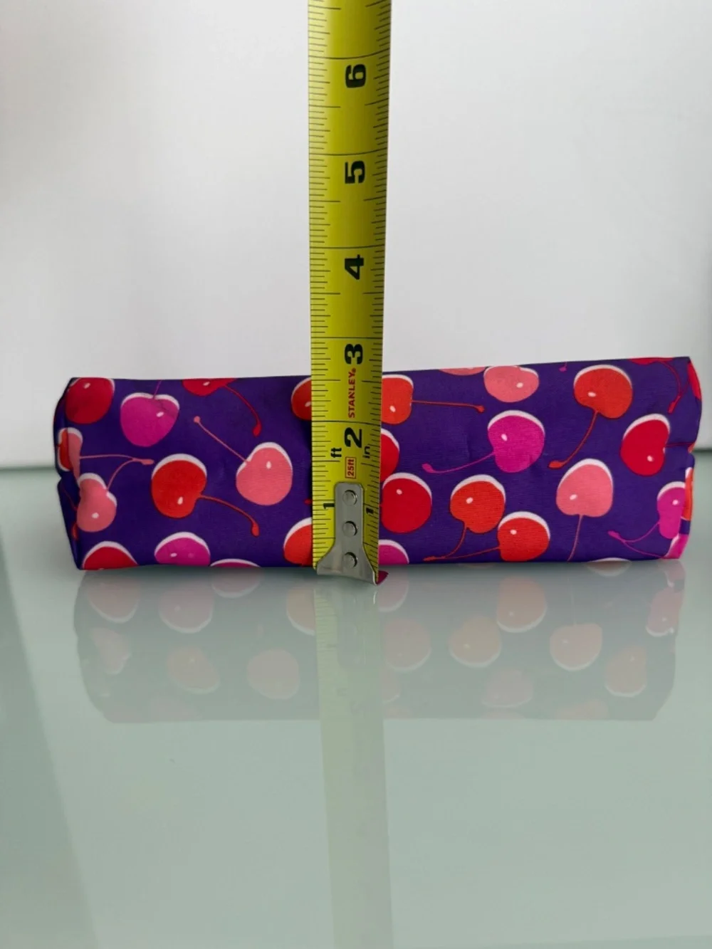 Clinique Purple Cherry Print Cosmetic Makeup Bag Travel Pouch